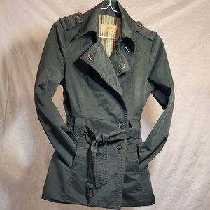 Short Trench Coat Forest Green Size Small.